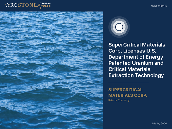 SuperCritical Materials Corp. Licenses DOE-Patented Uranium and Critical Materials Extraction Technology