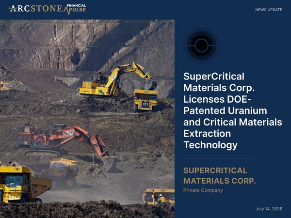 SuperCritical Materials Corp. Licenses DOE-Patented Uranium and Critical Materials Extraction Technology
