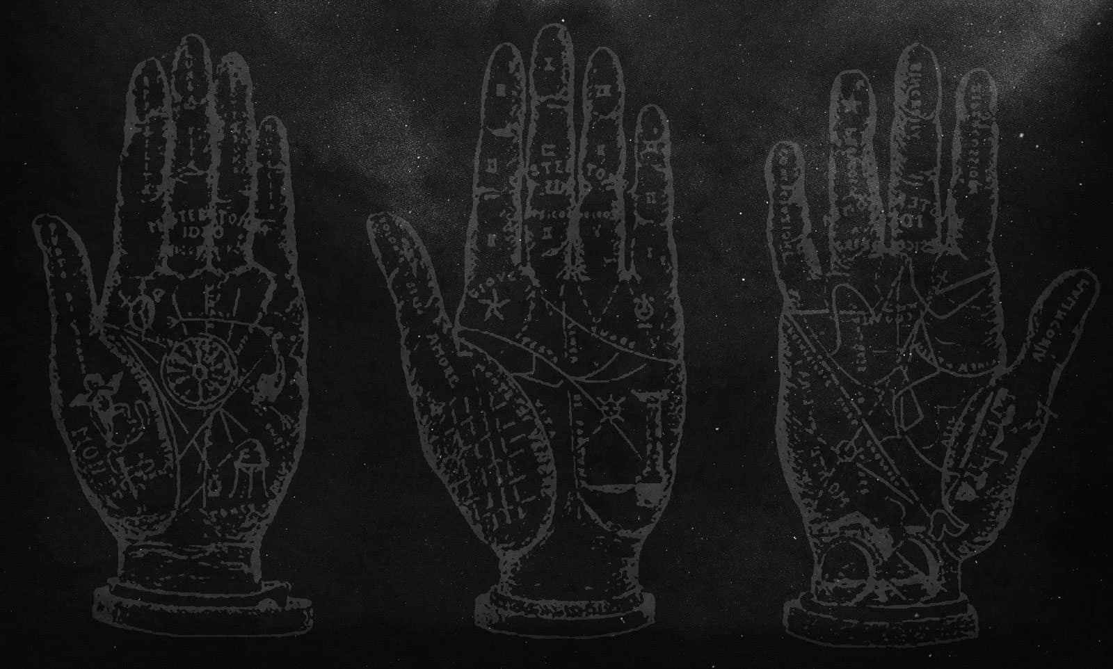 Dark vintage palmistry illustration
