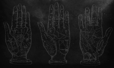Dark vintage palmistry illustration