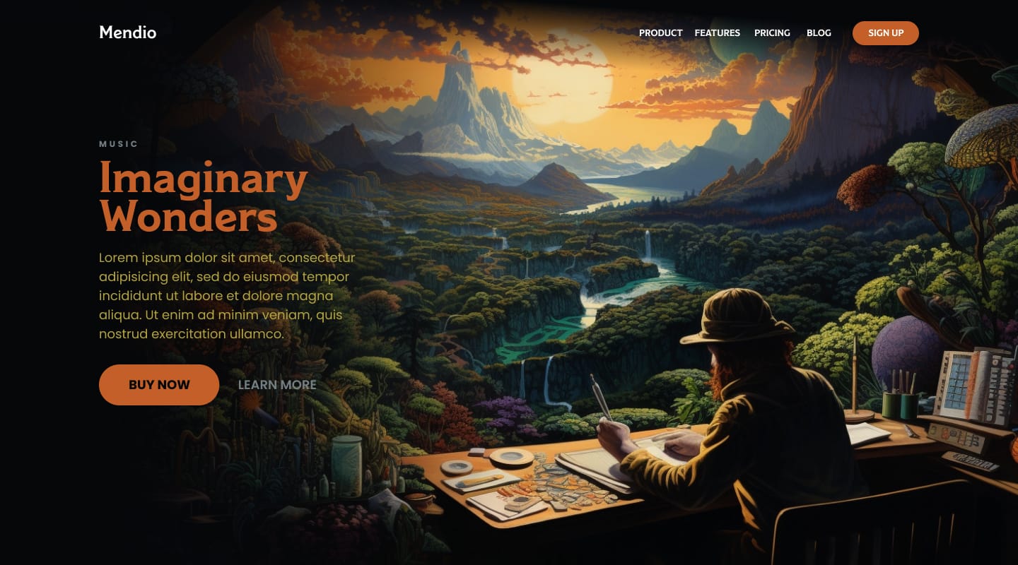 A hero section design using Midjourney and Figma