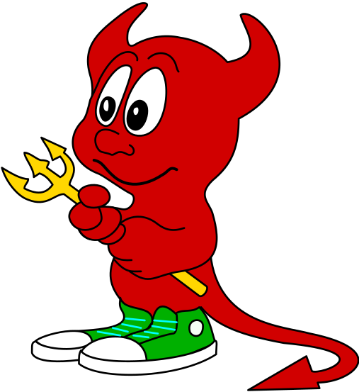 Illustration of the FreeBSD daemon “Beastie,” a red cartoon character holding a trident, commonly used as a mascot for BSD operating systems.