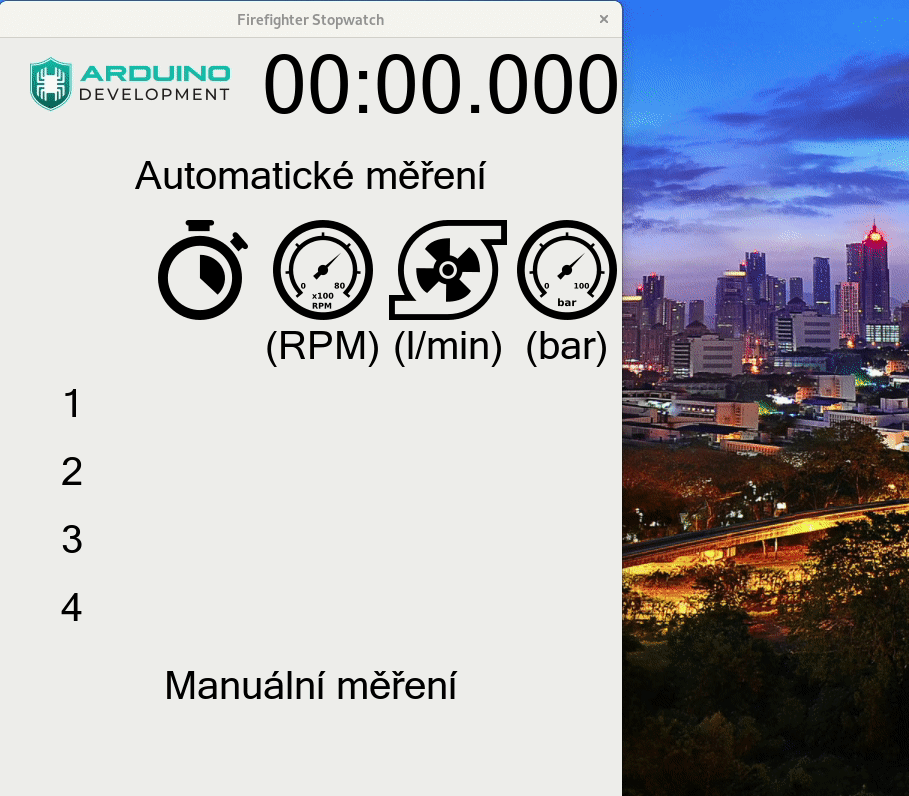 GUI window resizing dynamically as measurement values appear and change.
