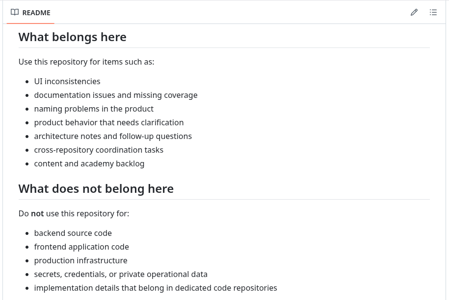 README defining scope and boundaries of meta repository