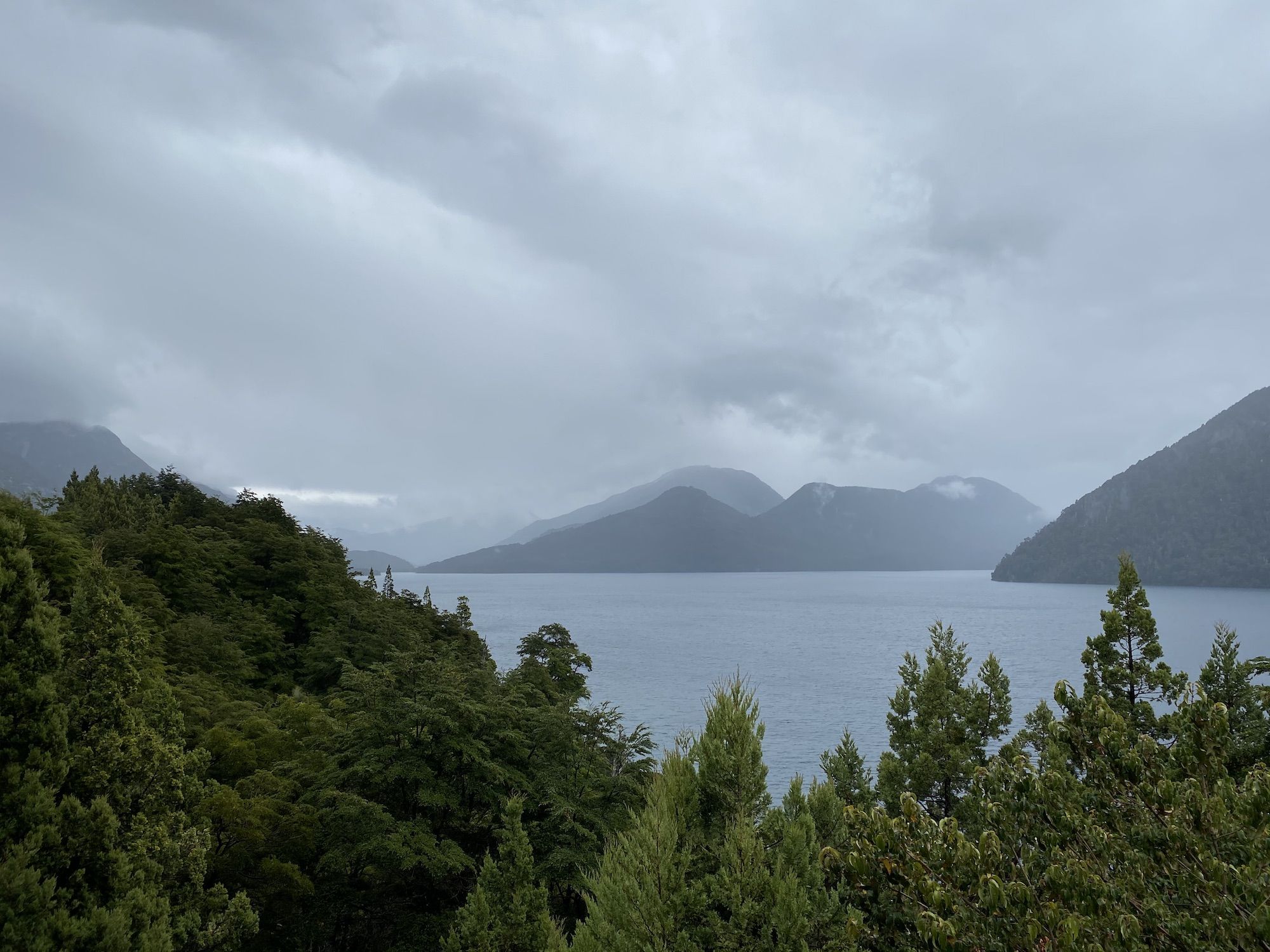 Dark sky over a lake