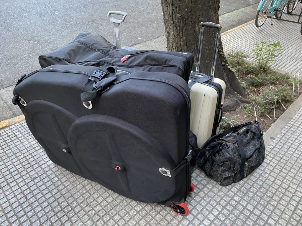 Large bike bags are a necessary evil of bikepacking abroad. 