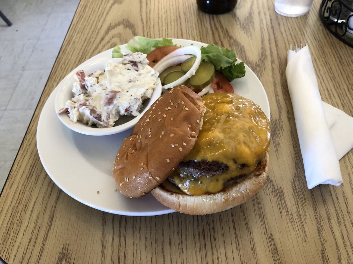 A well-deserved double cheeseburger at Red's.