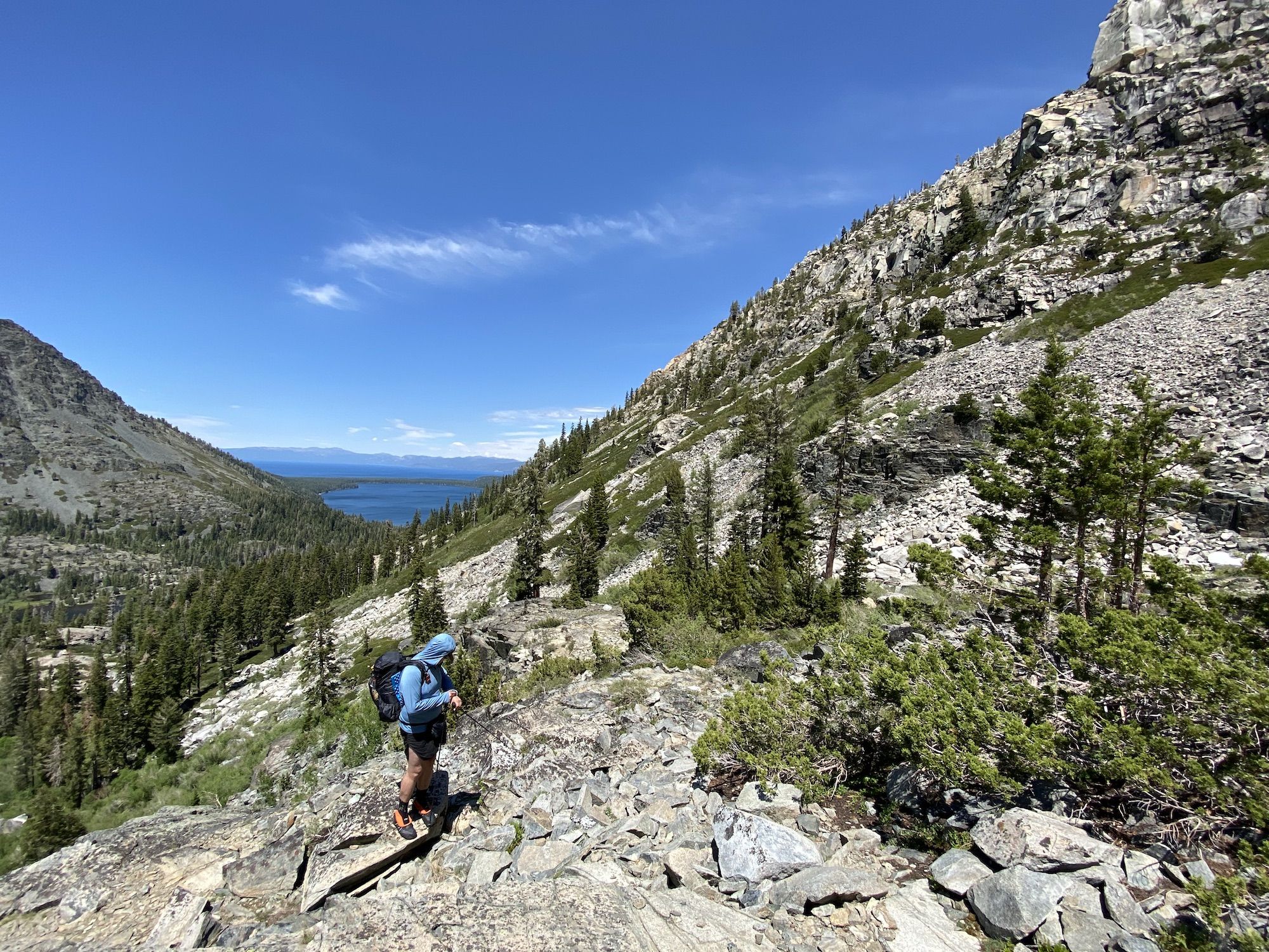 A man looking at his GPS watch