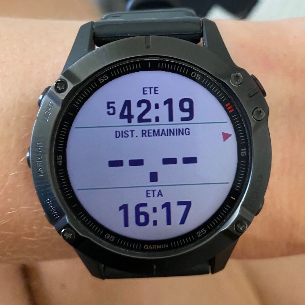 Time and distance remaining navigation view. 