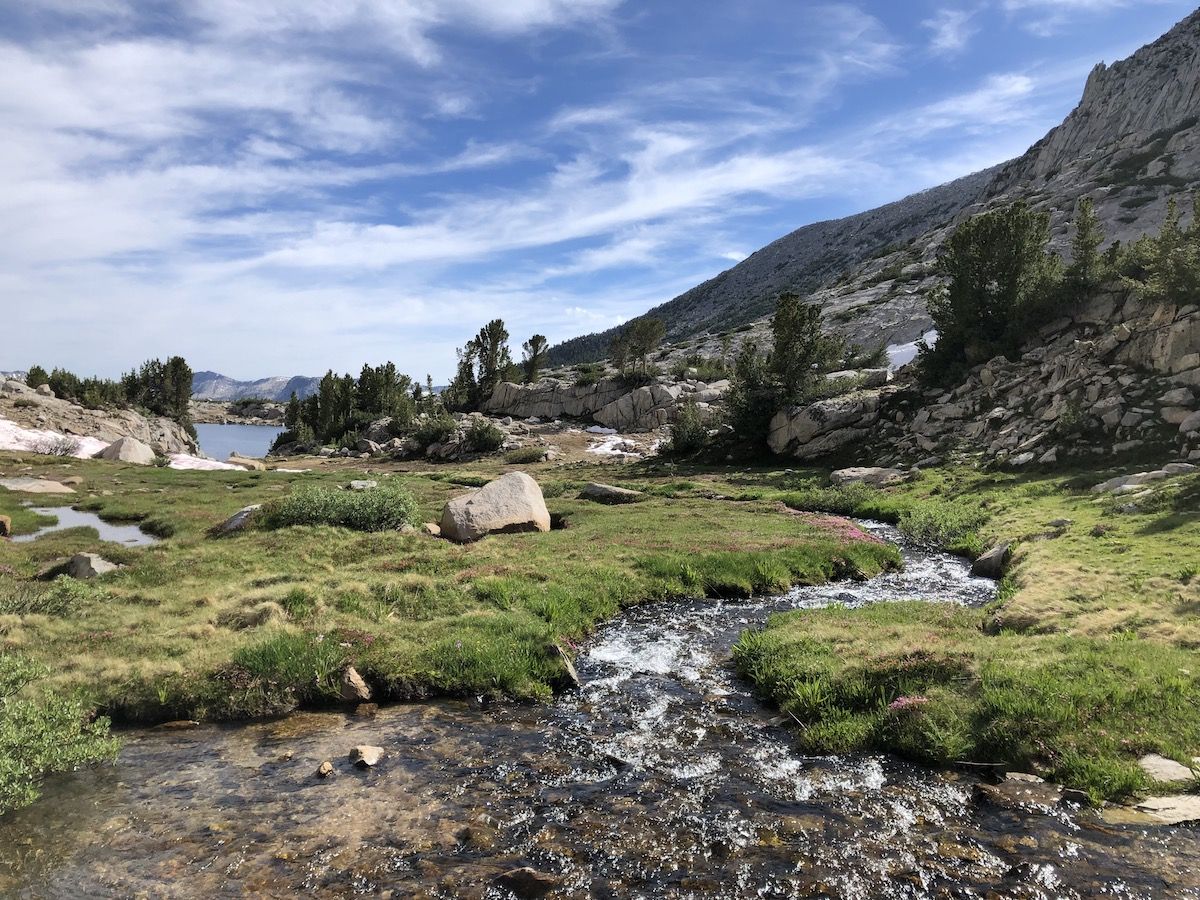 The small stream flowing into Heart Lake.