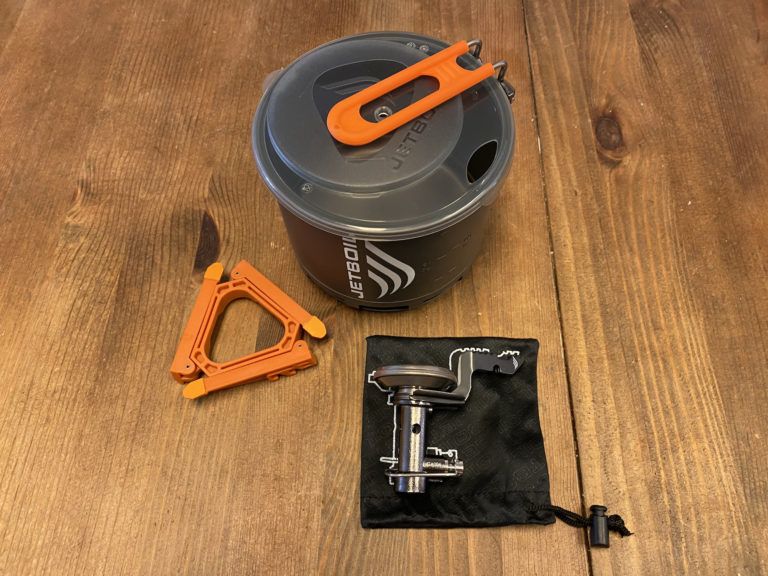 Jetboil Stash pot, burner, and stabilizer