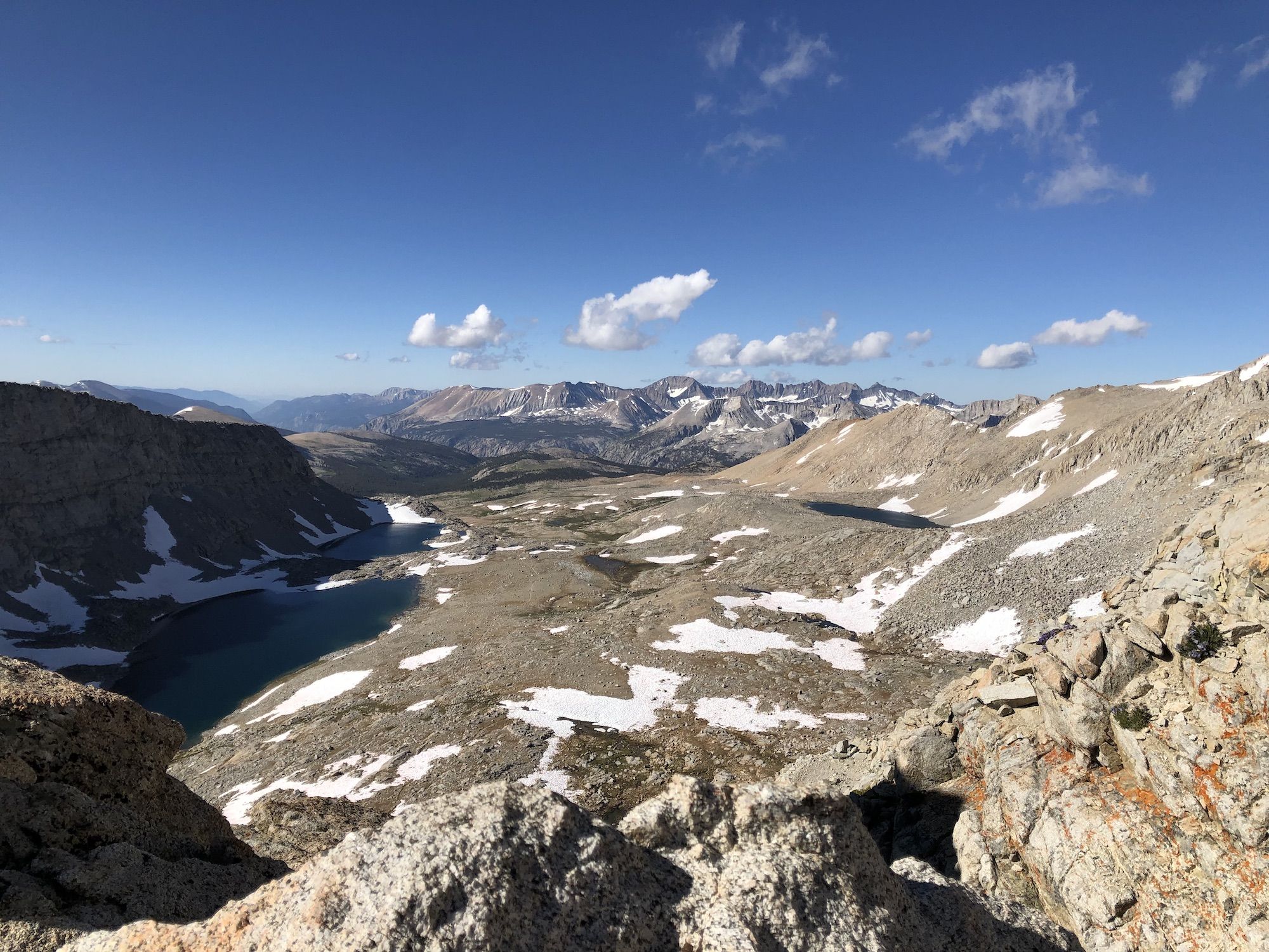 A barren landscape dotted with a few lakes. 