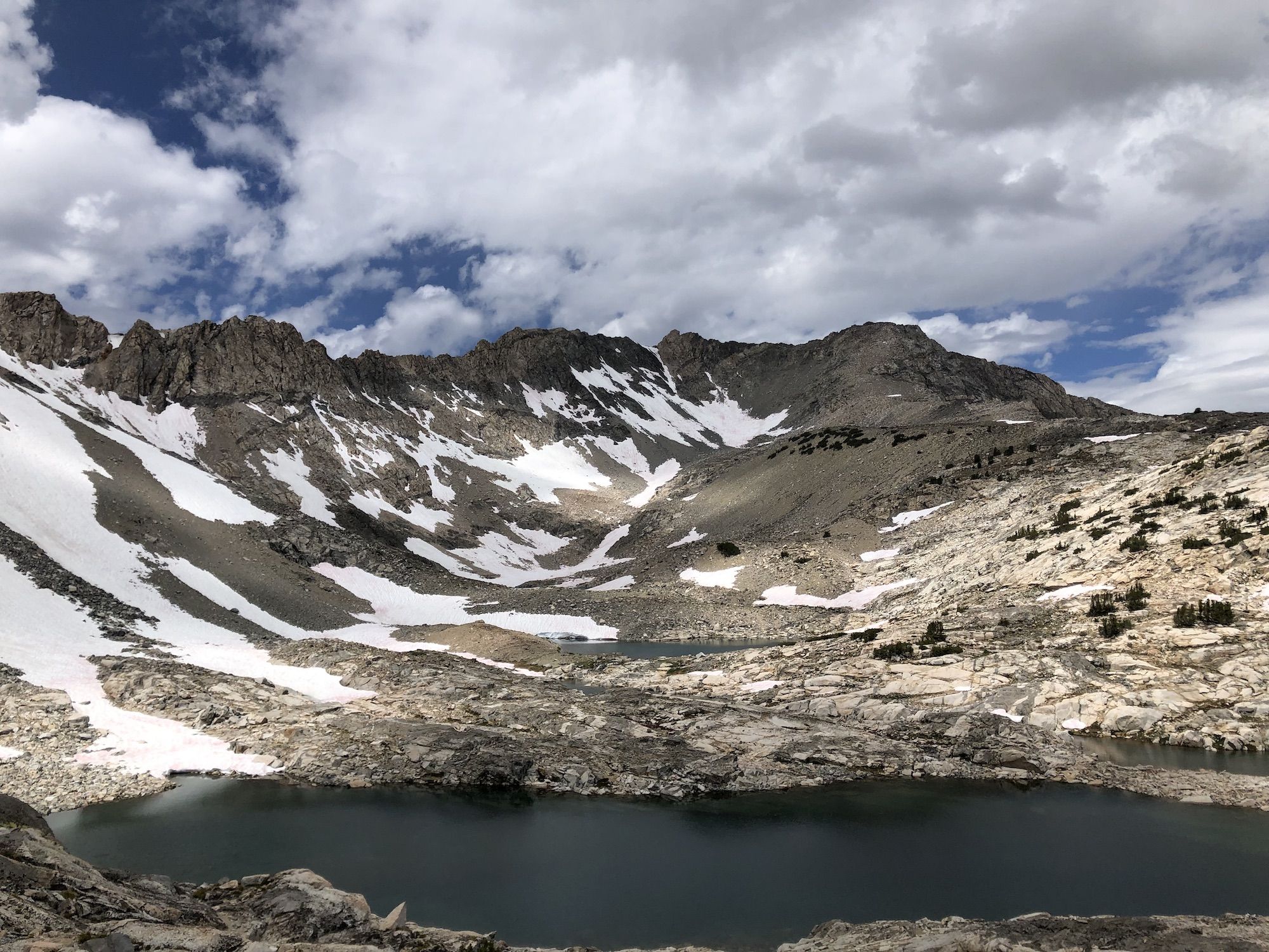 Barren, cloudy, and snowy rock landscape
