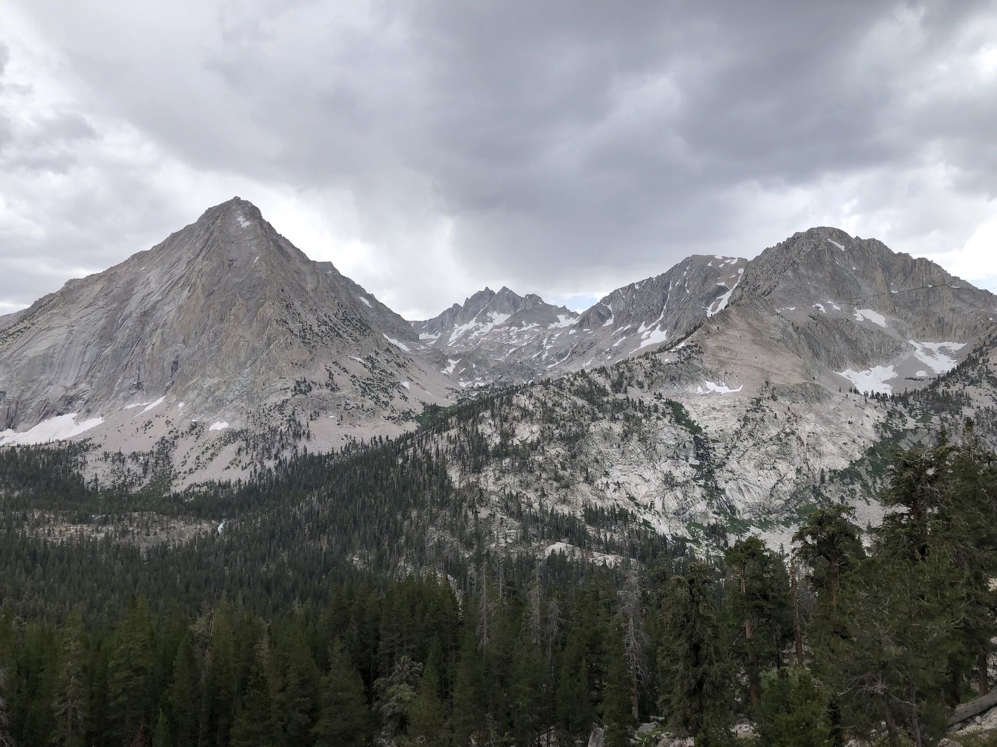 Dark clouds over mountains