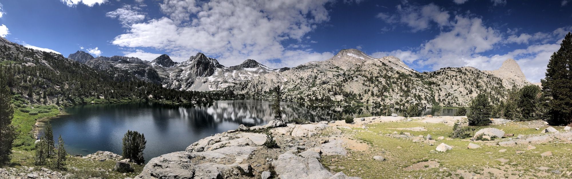 Rae Lakes reflecting the mountains behind them