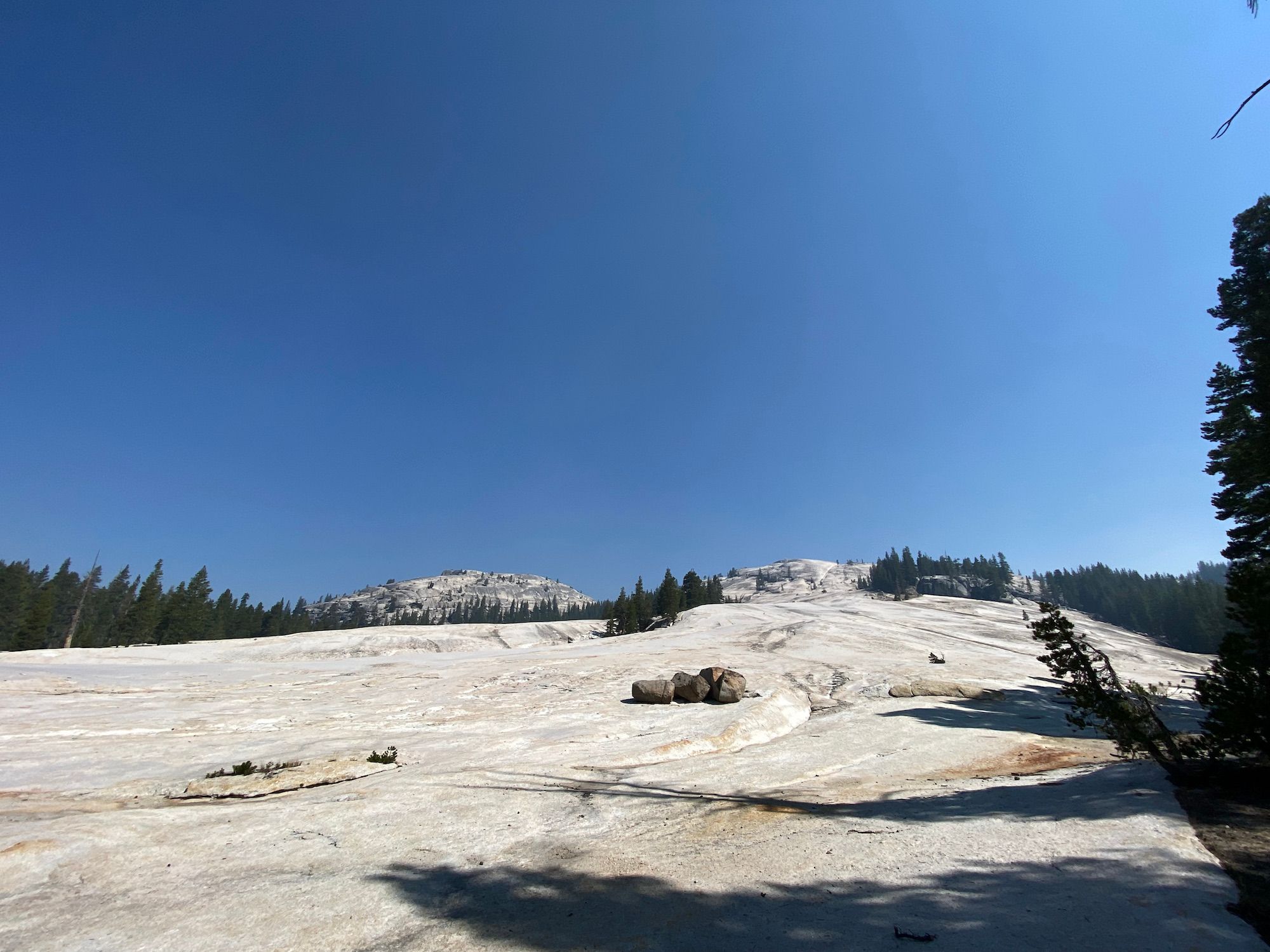 Smooth granite slabs.