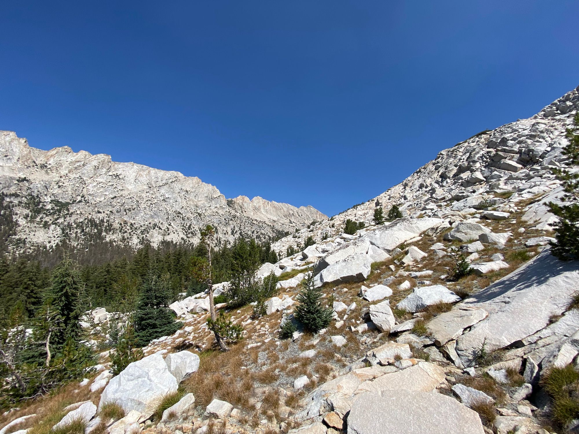 Granite boulders on a slope.