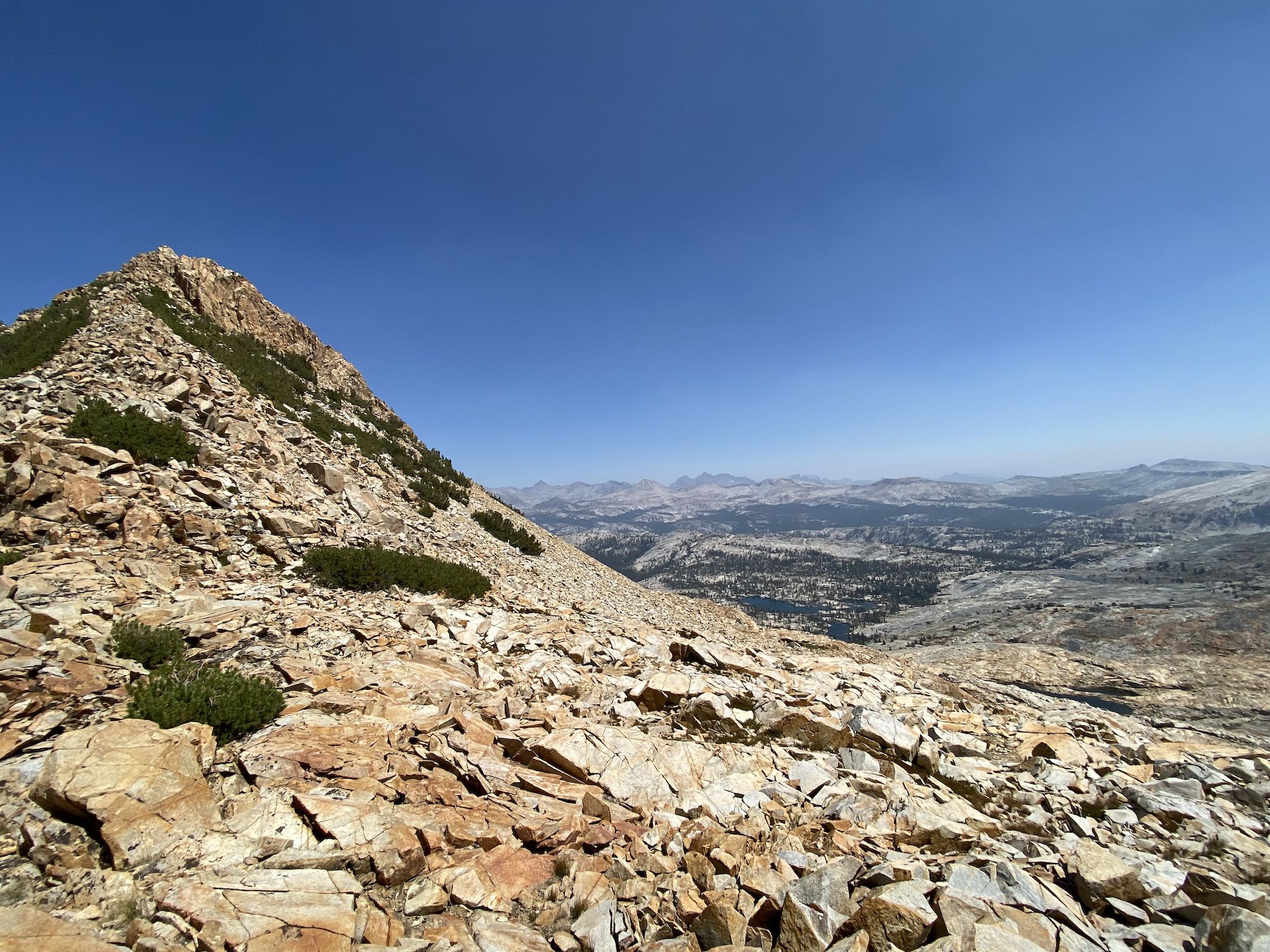 A peak with red-shifting rock.
