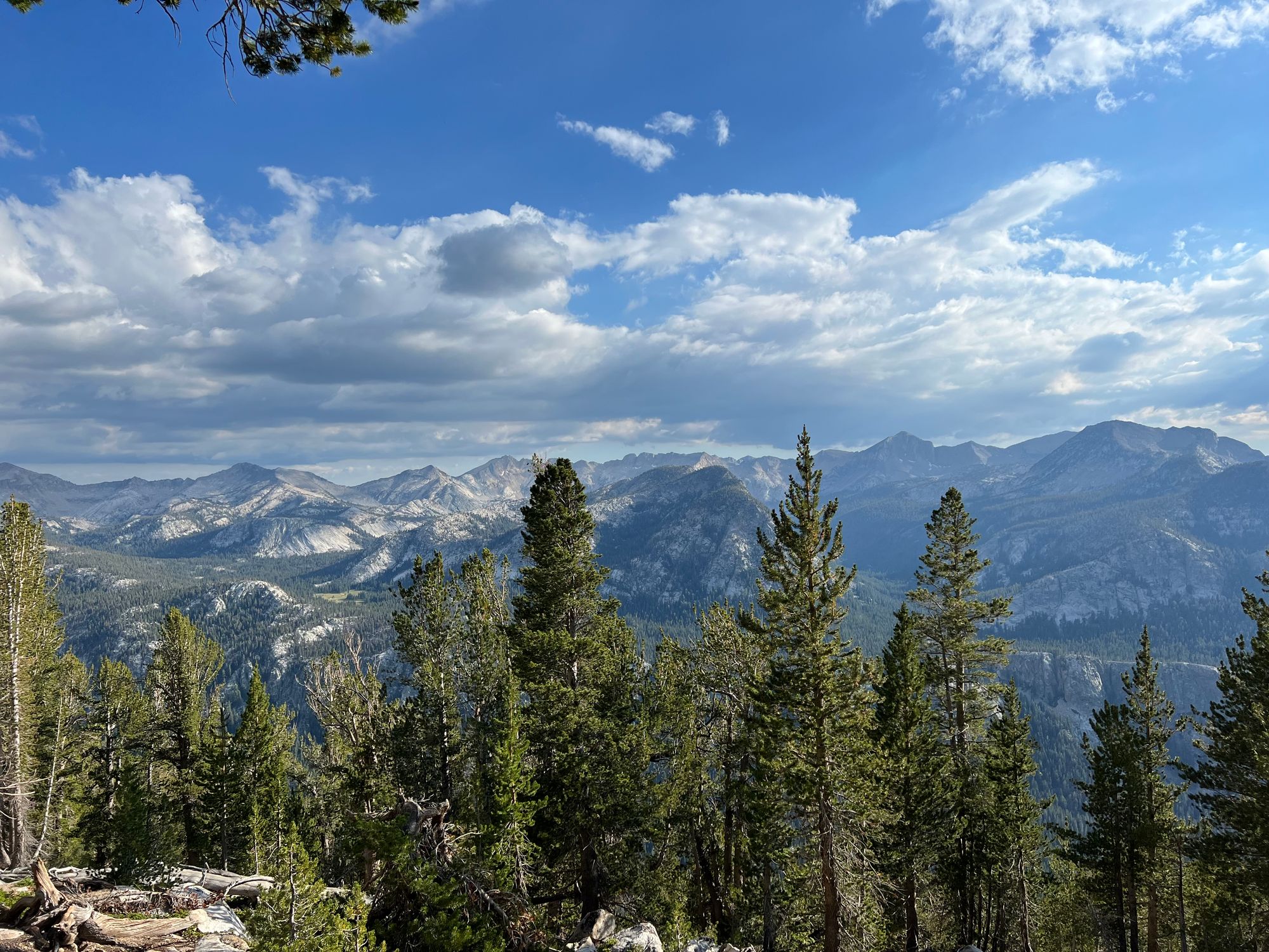 Tall mountain peaks in the distance.