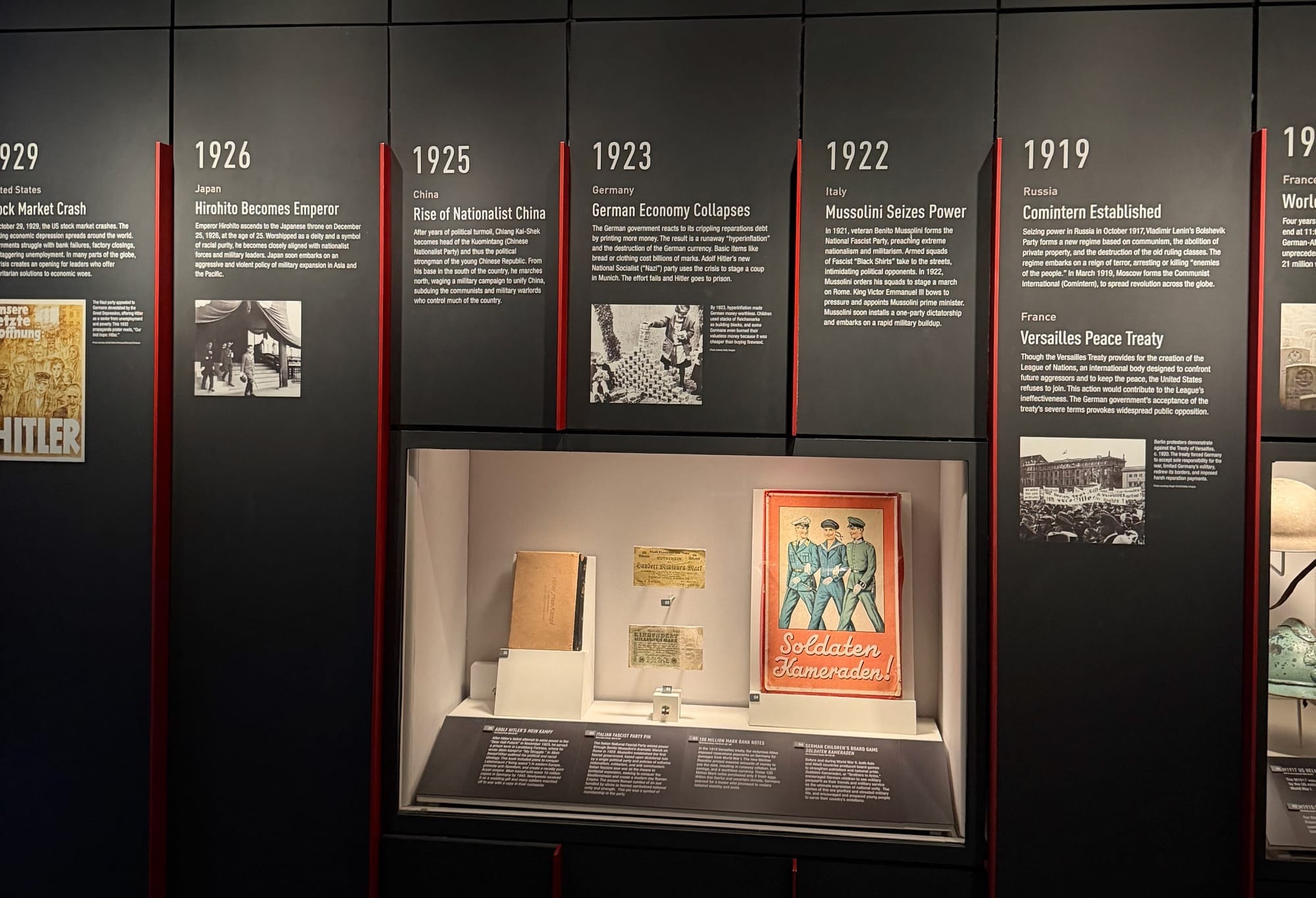 The pre-war timeline wall, 1919 to 1929