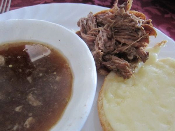 Slow Cooker Shiner Bock Pot Roast Dip Sandwiches