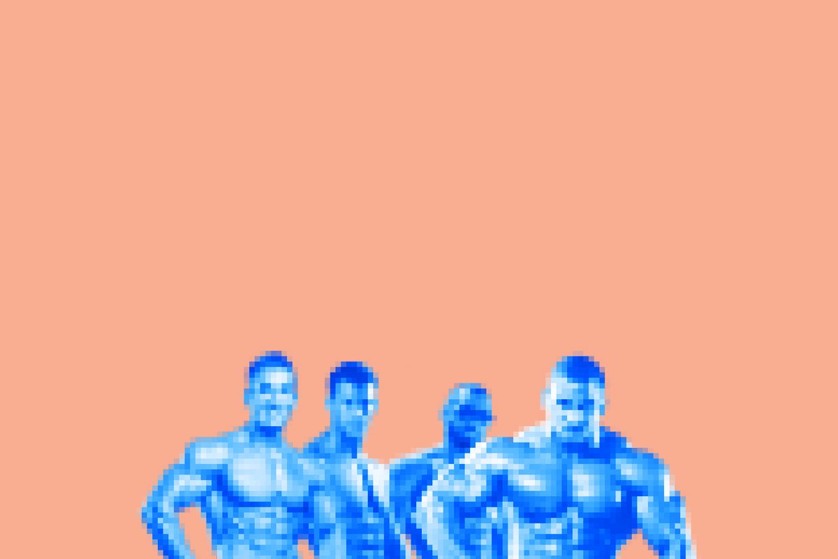 Unnaturally shiny and muscular men