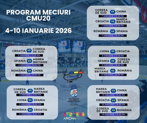 Campionatul Mondial de Hochei U20, spectacol pe gheață la Patinoarul Berceni Arena - 4-10 ianuarie