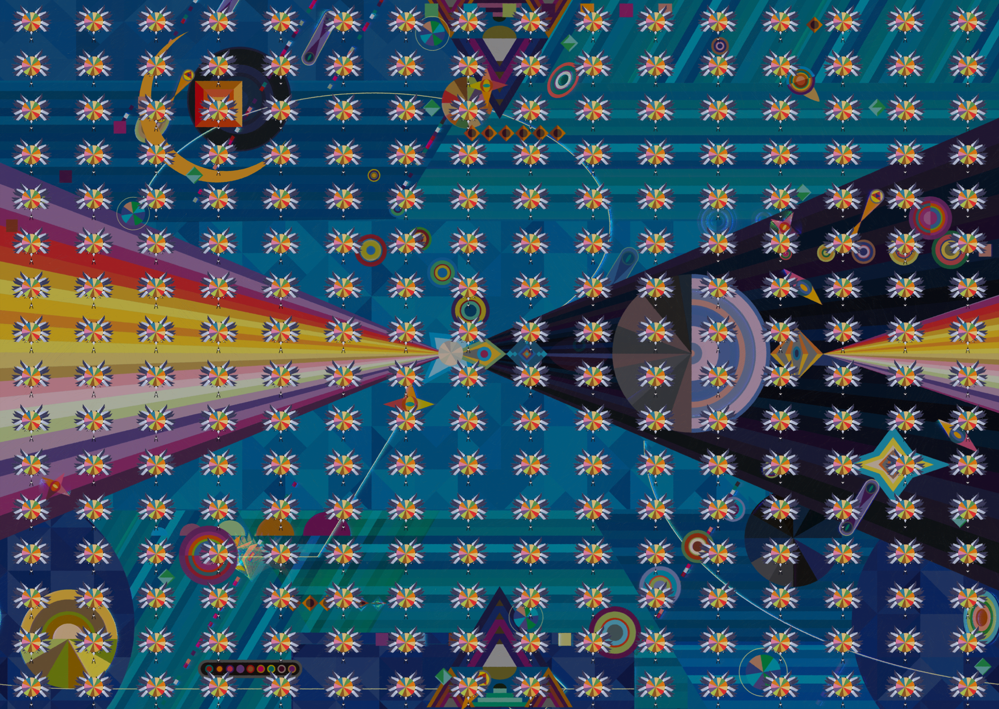 An animation still with geometric shapes and bright colors.