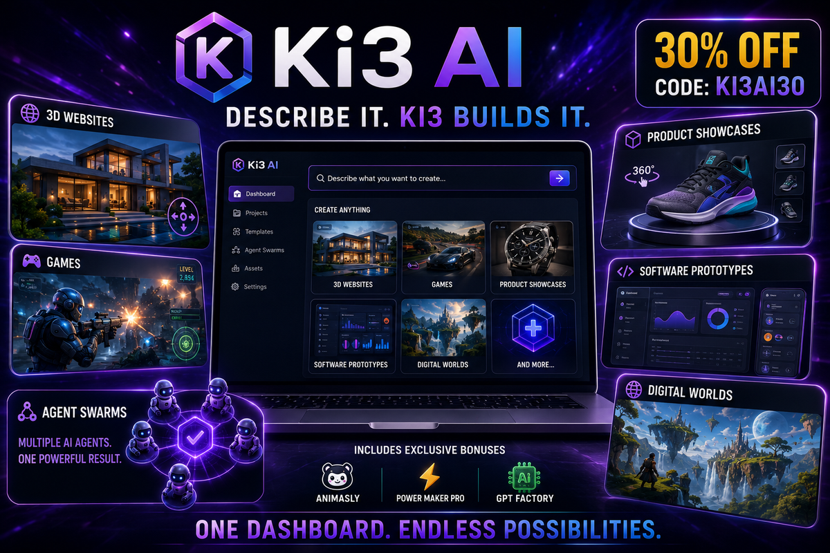 Everything Ki3 AI builds from text laid out in one place