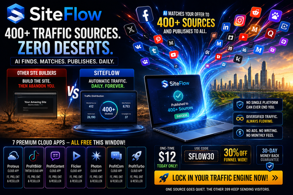 Domain, hosting, content, traffic, all done, you just paste a link