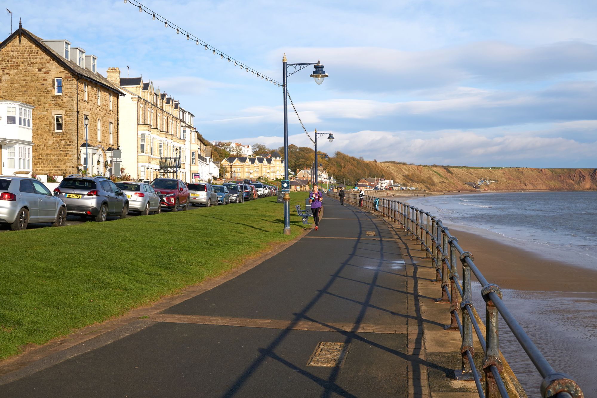 Coastal walking path alongside Filey beach