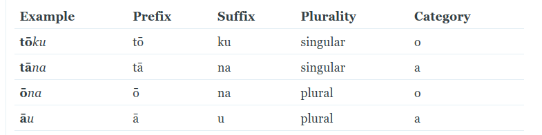 Possessives in Te Reo Māori