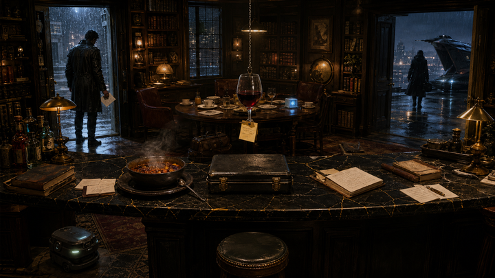 Two doors. One room. The Roomba at rest. The wine glass hanging from he ceiling. The Chili and the Koffer waiting for Krogan brotherhood.