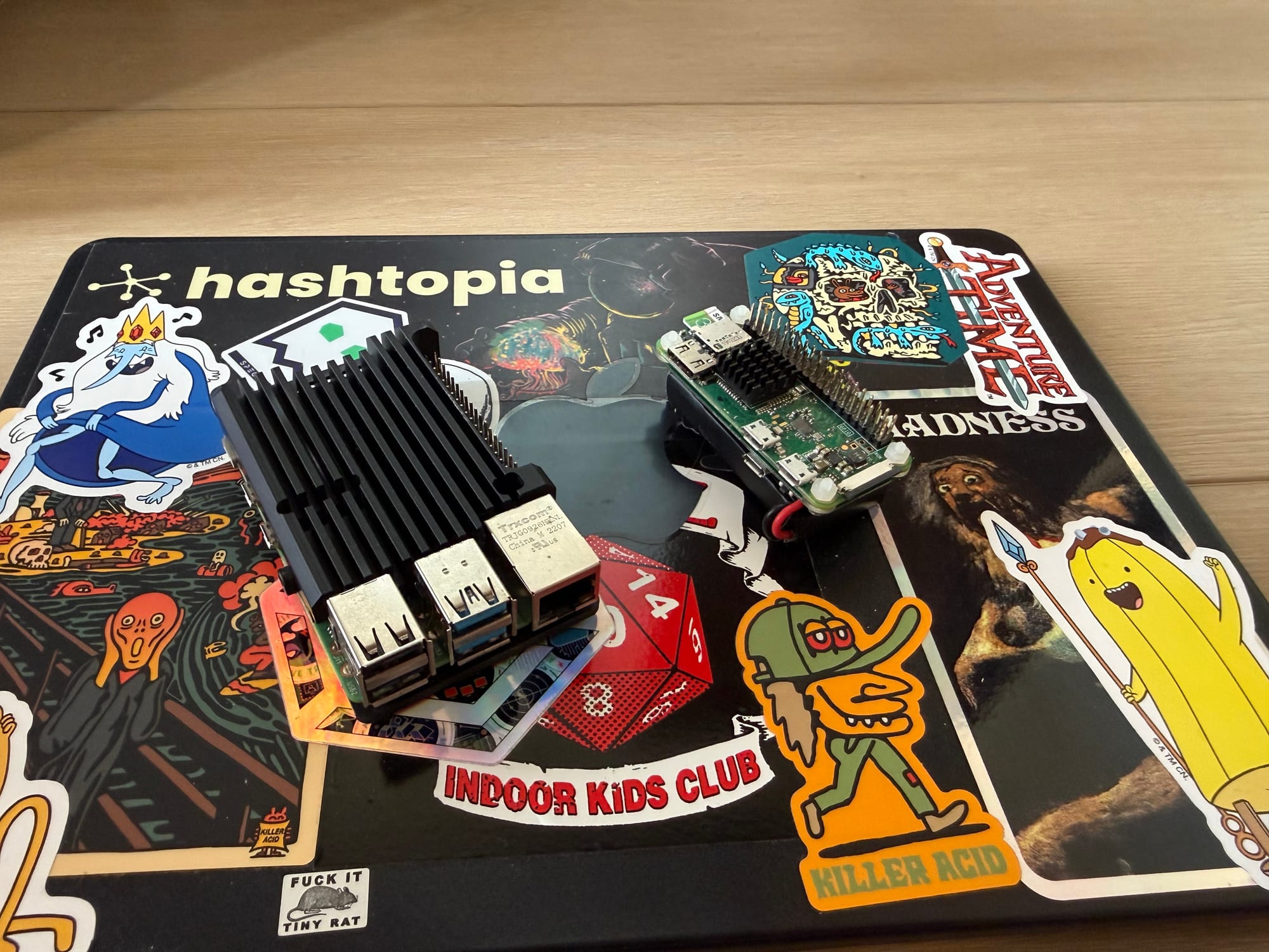 A Raspberry Pi and a D20. The whole philosophy in one photo.