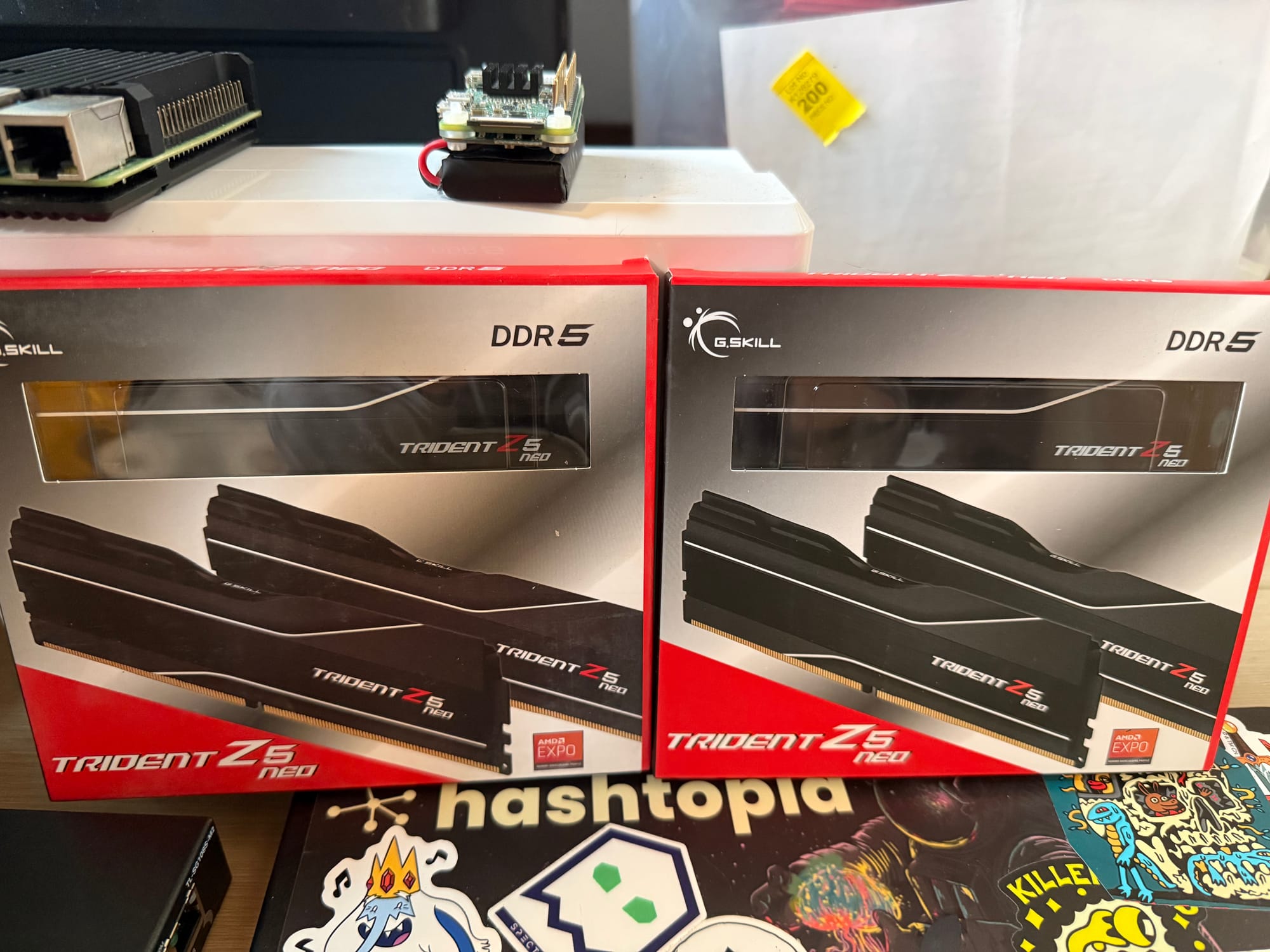 128GB of DDR5-6000. Two boxes of G.Skill Trident Z5 Neo. The key ingredient.