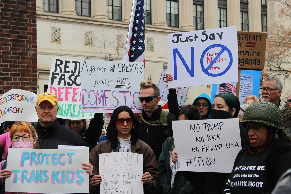 Two anti-Trump protests will take place downtown Saturday. Organizers disagree over who’s to blame.