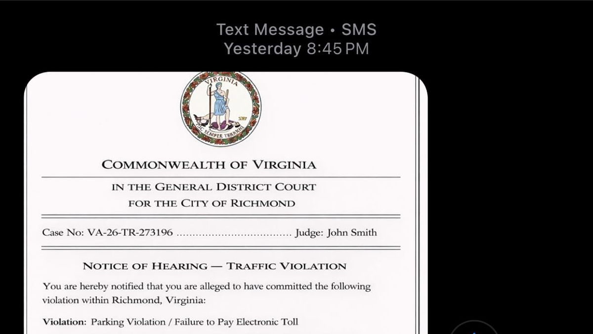 Scam text asks for 'electronic toll' payment, creates confusion at courthouse