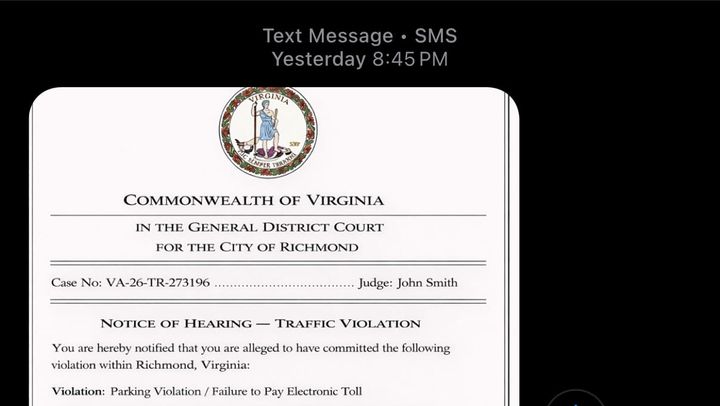 Scam text asks for 'electronic toll' payment, creates confusion at courthouse