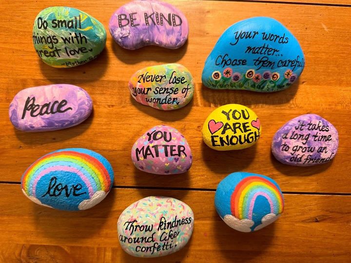 Rock star: Her painted rocks are spreading joy across the globe