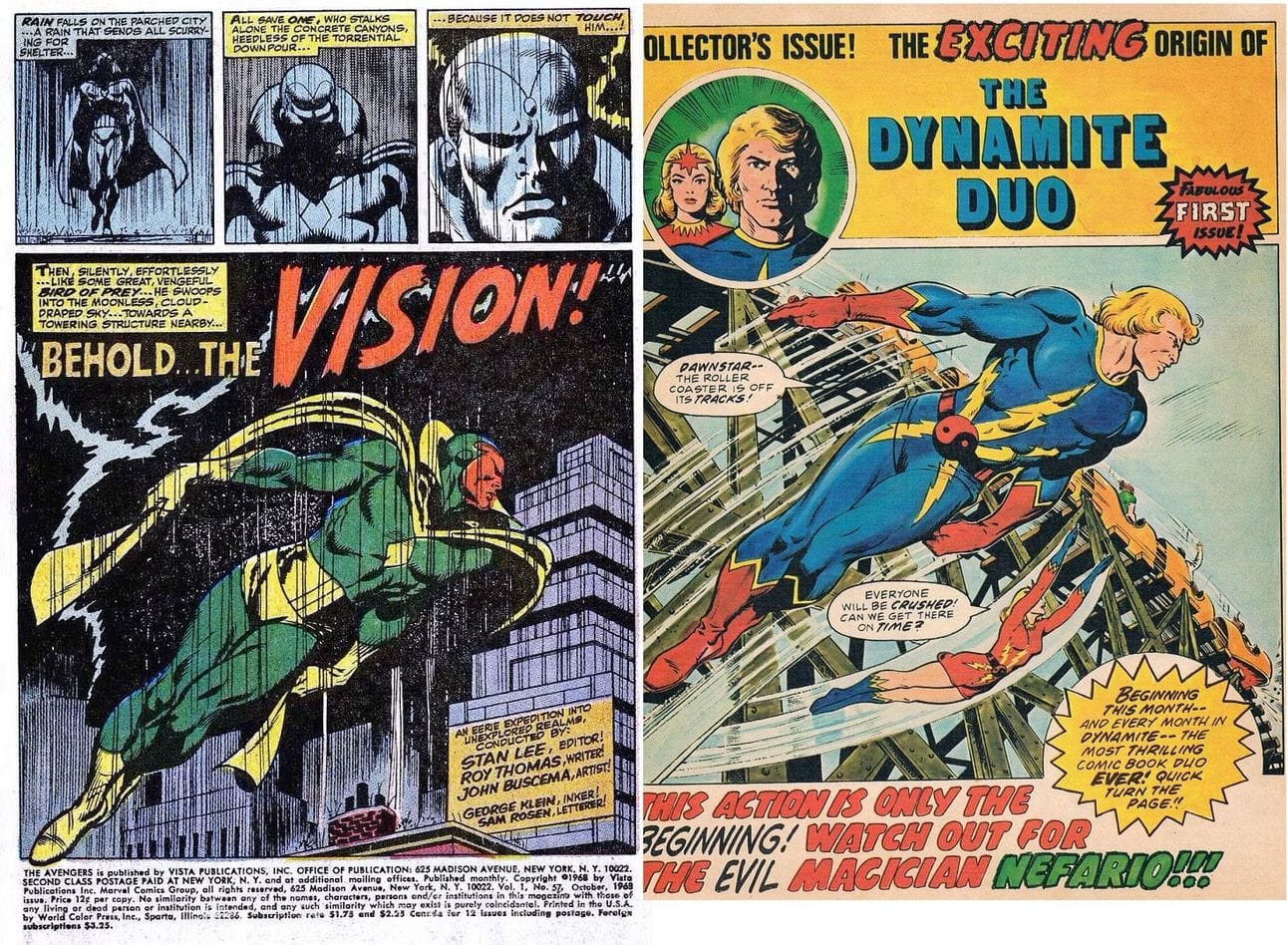 The Avengers (left) and Dynamite Magazine (right)