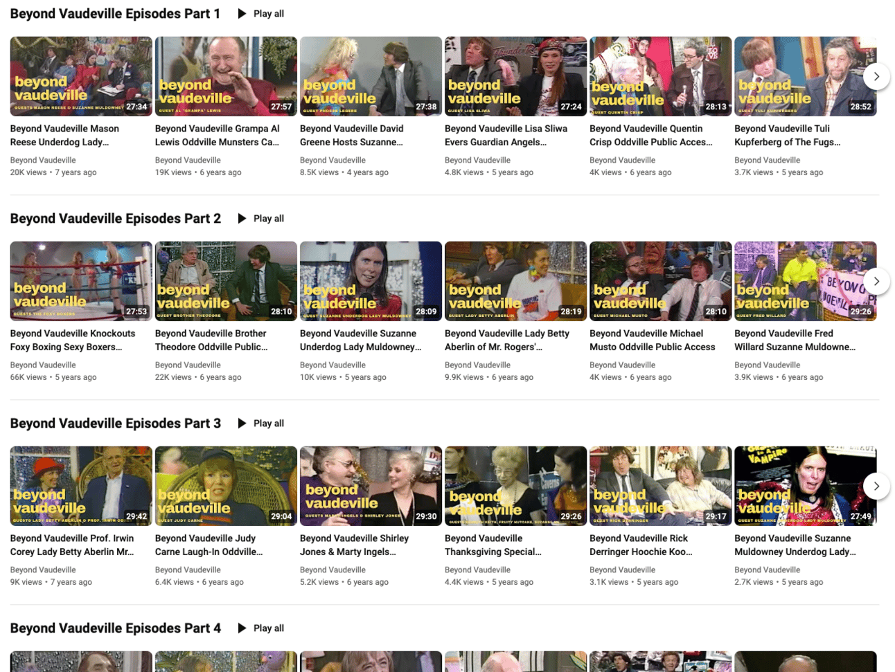 There’s a huge archive on the YouTube channel