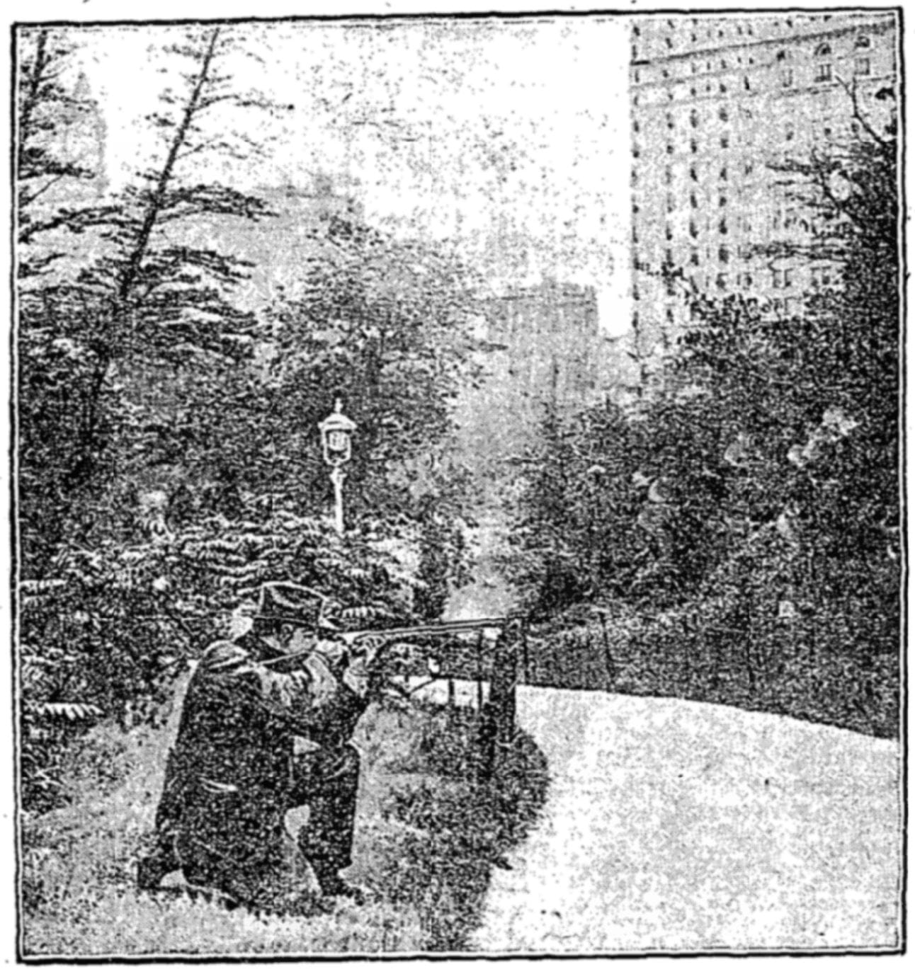 Archer Hazzler hunting with the Plaza Hotel in the background