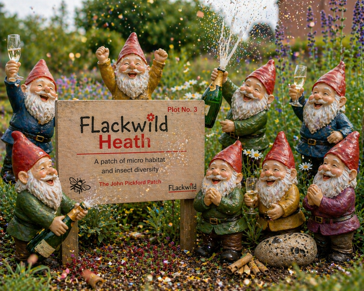 FlackWild Heath logo with little gnomes celebrating. 
