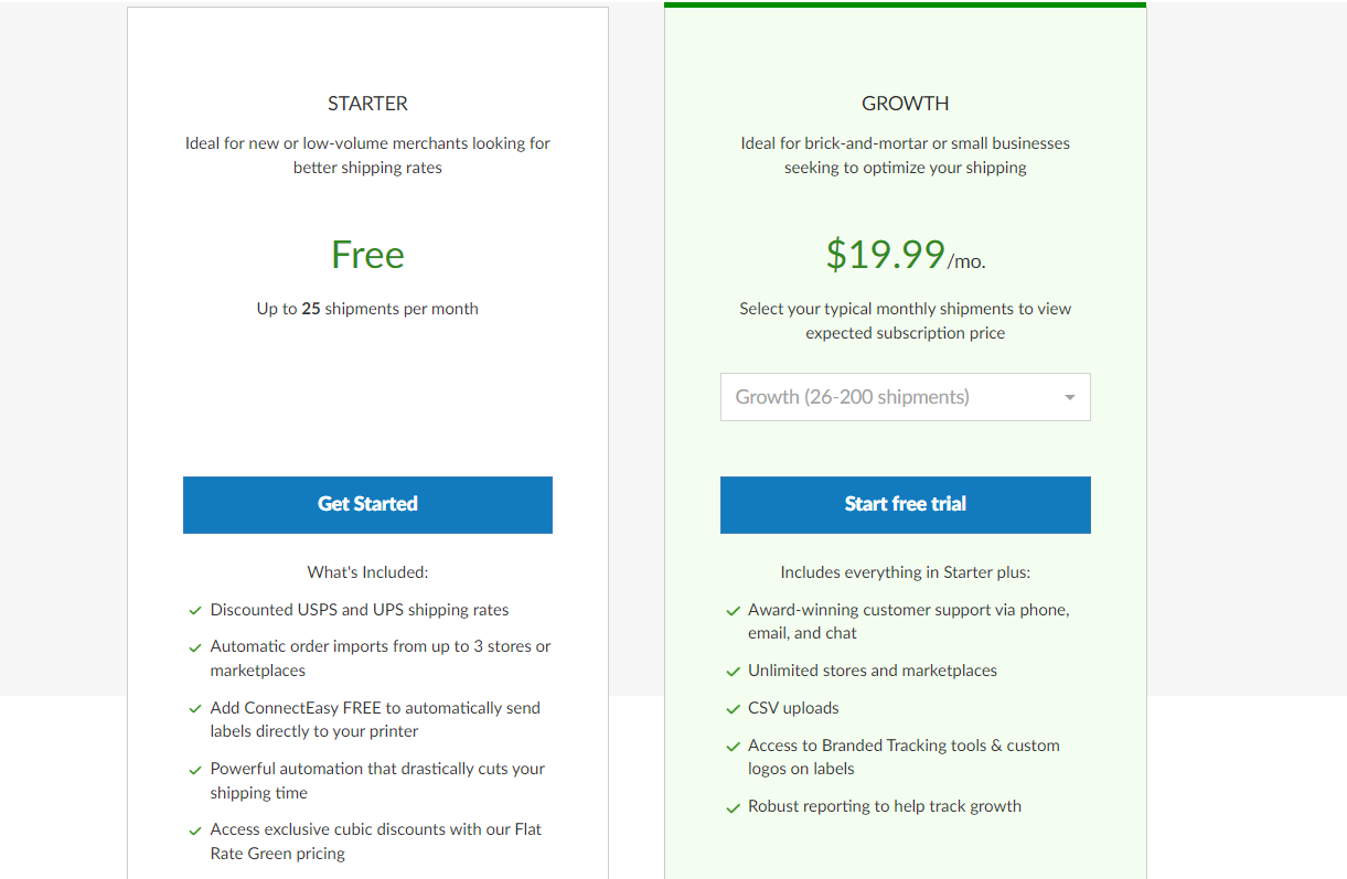 shipping easy pricing