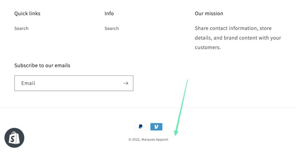 change powered by shopify link