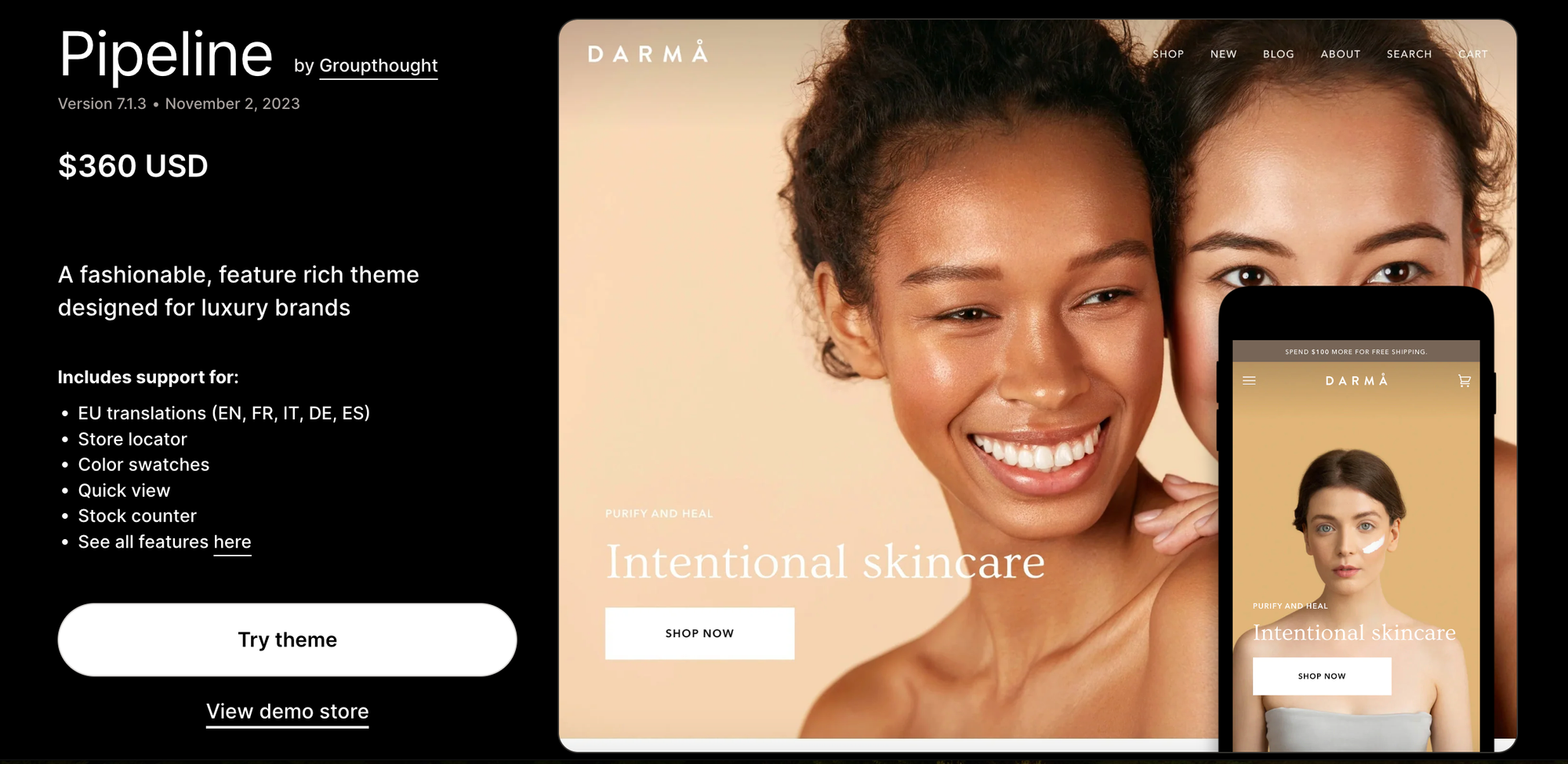 pipeline shopify theme