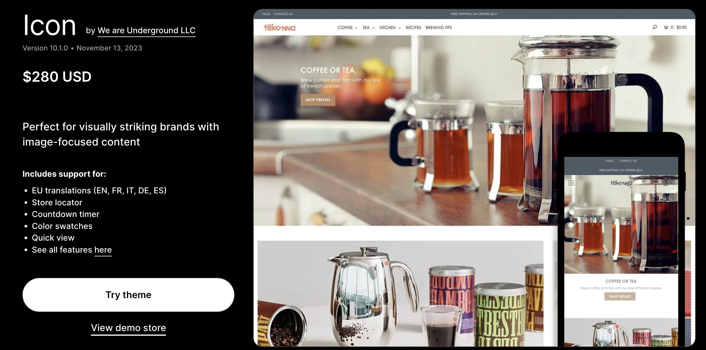 Shopify Icon Theme Price