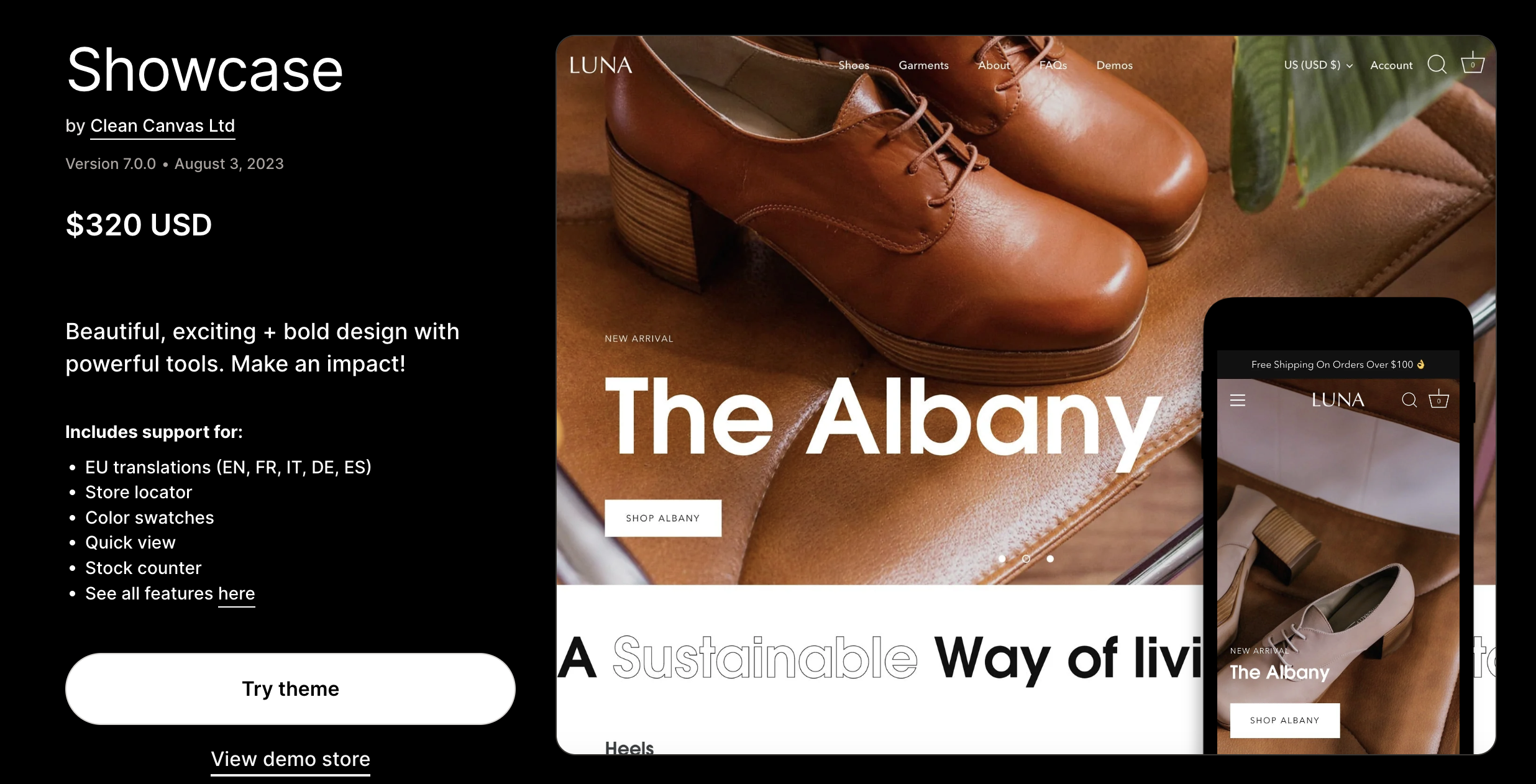 Showcase Shopify Theme