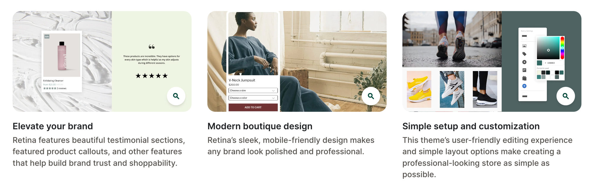 Retina Shopify Theme Features
