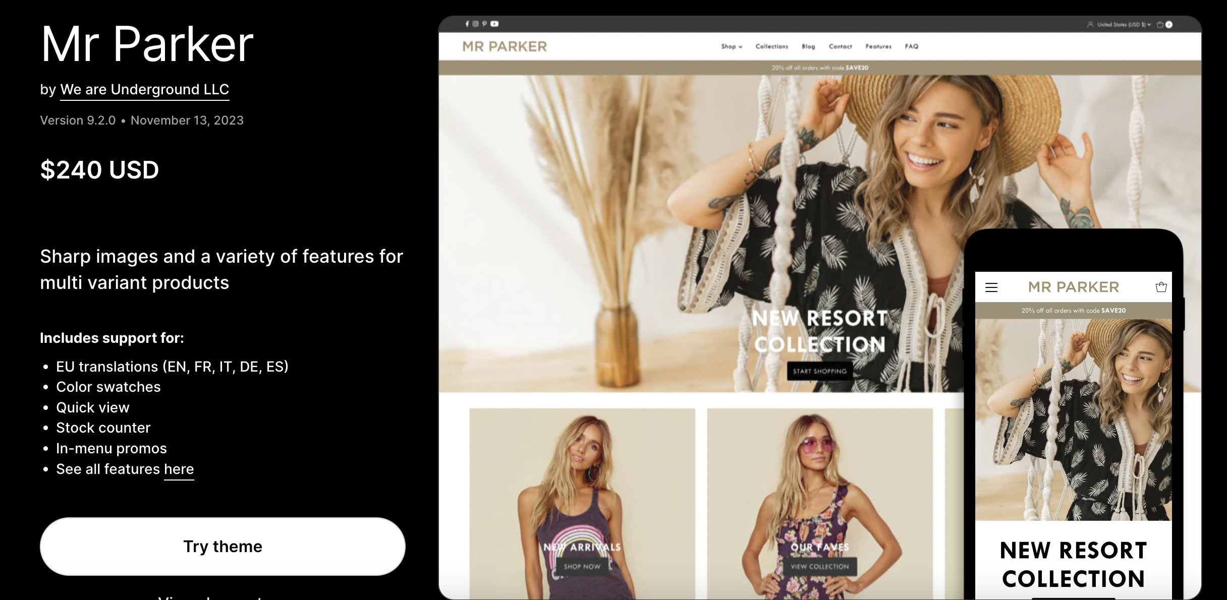 Mr. Parker Shopify Theme